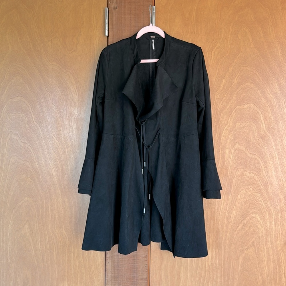 Free People black boho faux suede coat